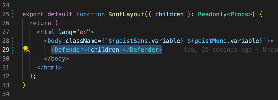 React integration using Defender